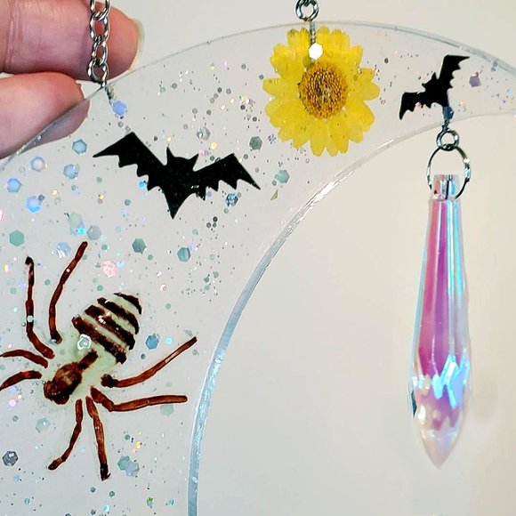 Large Halloween Moon/Spider/Bats/Cat/Flowers - Picture 2 of 5